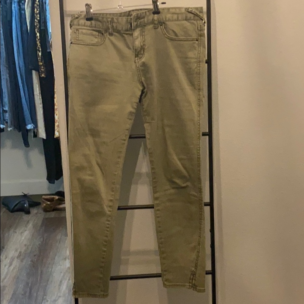 Free people skinny ankle jeans, green size 28